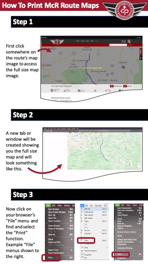 motorcycle route printing instructions