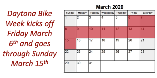 Daytona Bike Week 2020 Dates (March 6 - March 15)