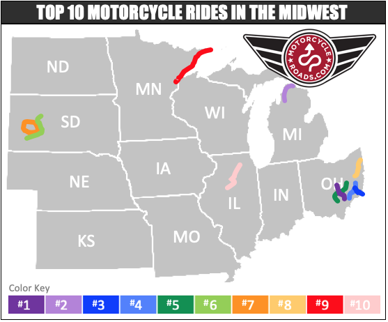 Top 10 motorcycle routes in the midwest
