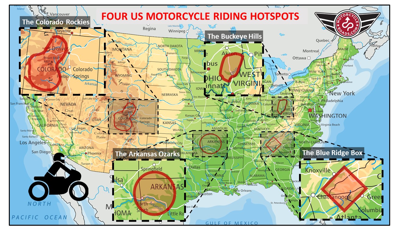 map of us motorcycle riding hotspots