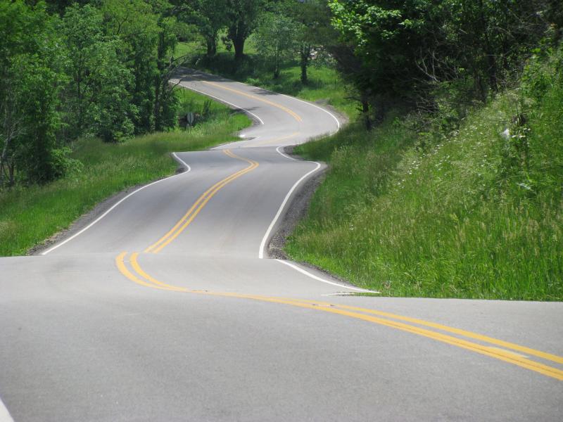snapshot of a great collection of road curves along the Triple Nickel