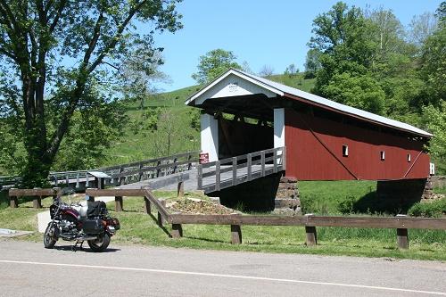 Ohio route 26 - photo of motorcycle by covered bridge